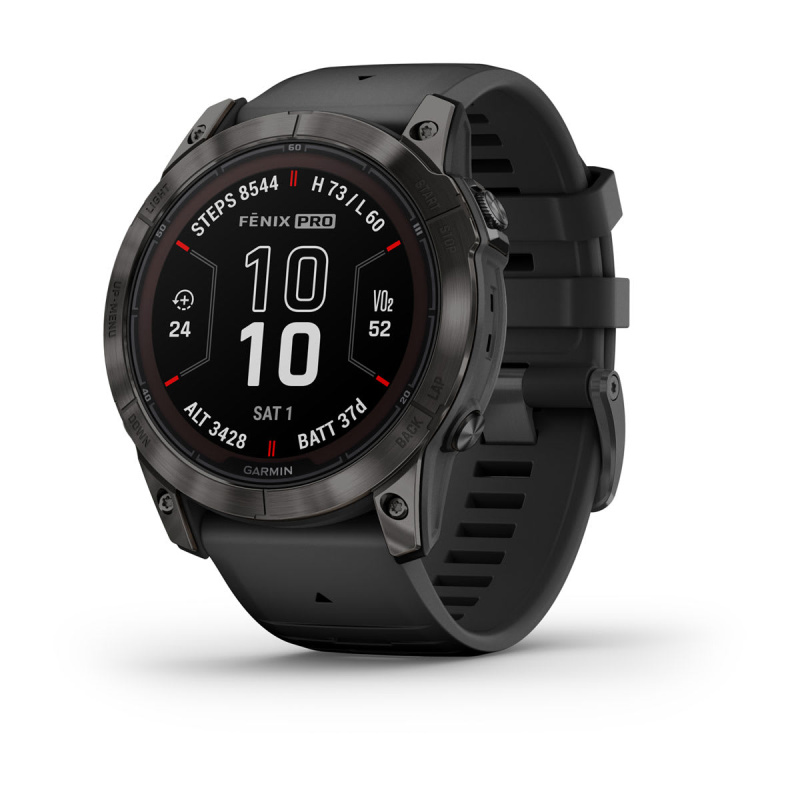 Garmin Fenix 7x Pro - 51 мм SOLAR | SAPPHIRE | Carbon Grey DLC Titanium with Black Band