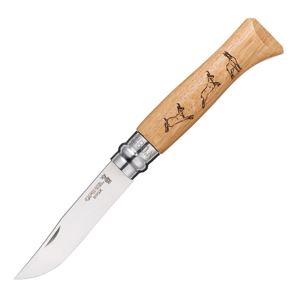 Нож Opinel №8 Animalia, нержавеющая сталь, рукоять дуб, гравировка серна, 001621 001621 от прозводителя Opinel
