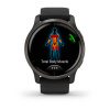 Garmin Venu 2 - 45 мм Премиум-функции | Slate stainless steel bezel with black case and silicone band