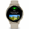 Garmin Venu 3s - 41 мм | Soft gold stainless steel bezel with French grey case and silicone band
