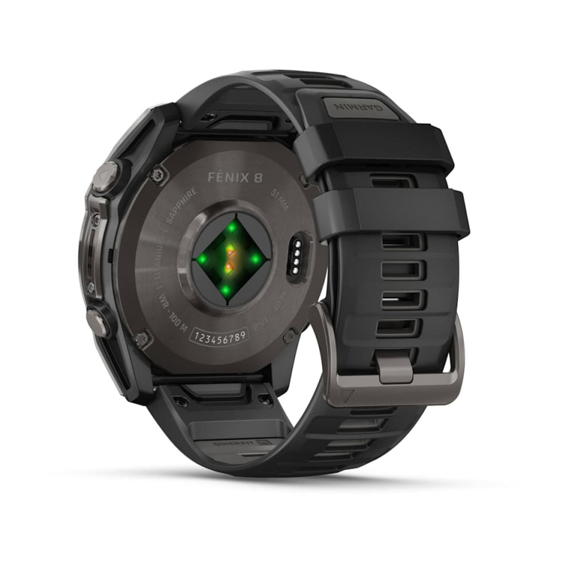 Garmin Fenix 8 - 51 мм AMOLED | Carbon grey DLC with Black/pebble grey silicone band