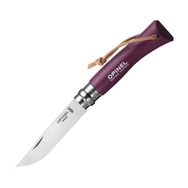 Нож Opinel №7 Trekking, нержавеющая сталь, кожаный темляк, фиолетовый, 001444 001444 от прозводителя Opinel