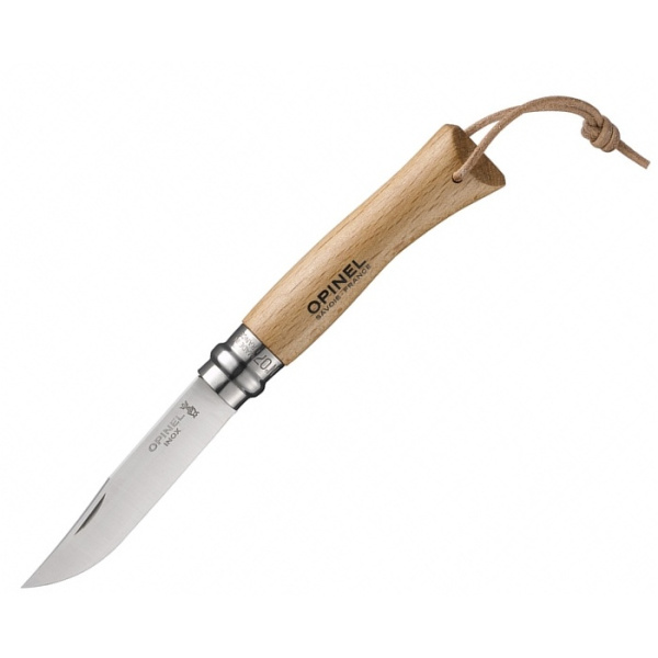 Нож Opinel №7, нержавеющая сталь, рукоять из бука, с кожаным темляком, 001372 001372 от прозводителя Opinel