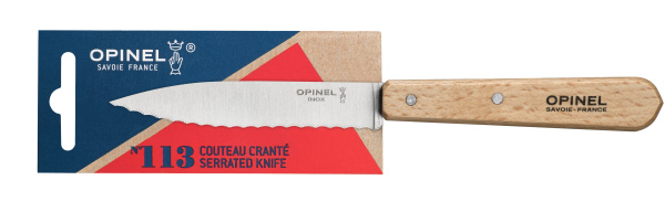 Нож столовый серрейторный Opinel №113, деревянная рукоять, нержавеющая сталь, блистер, 001918 001918 от прозводителя Opinel