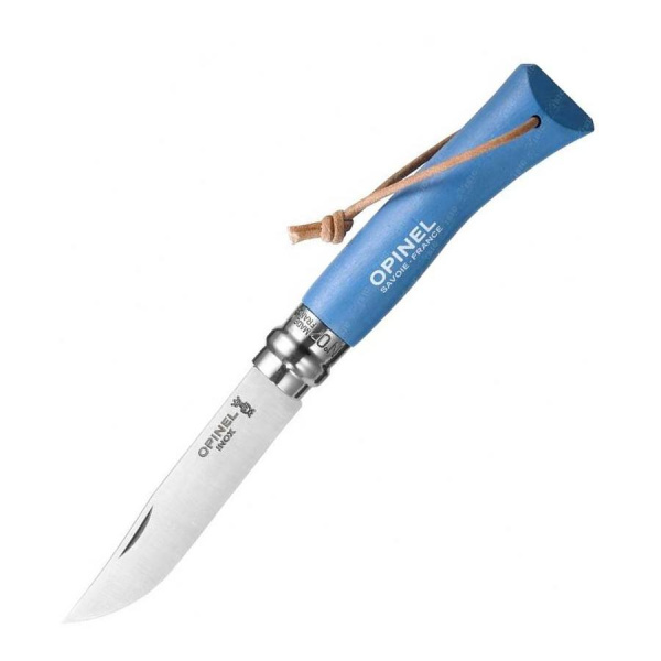 Нож Opinel №7 Trekking, нержавеющая сталь, кожаный темляк, синий, 001441 001441 от прозводителя Opinel